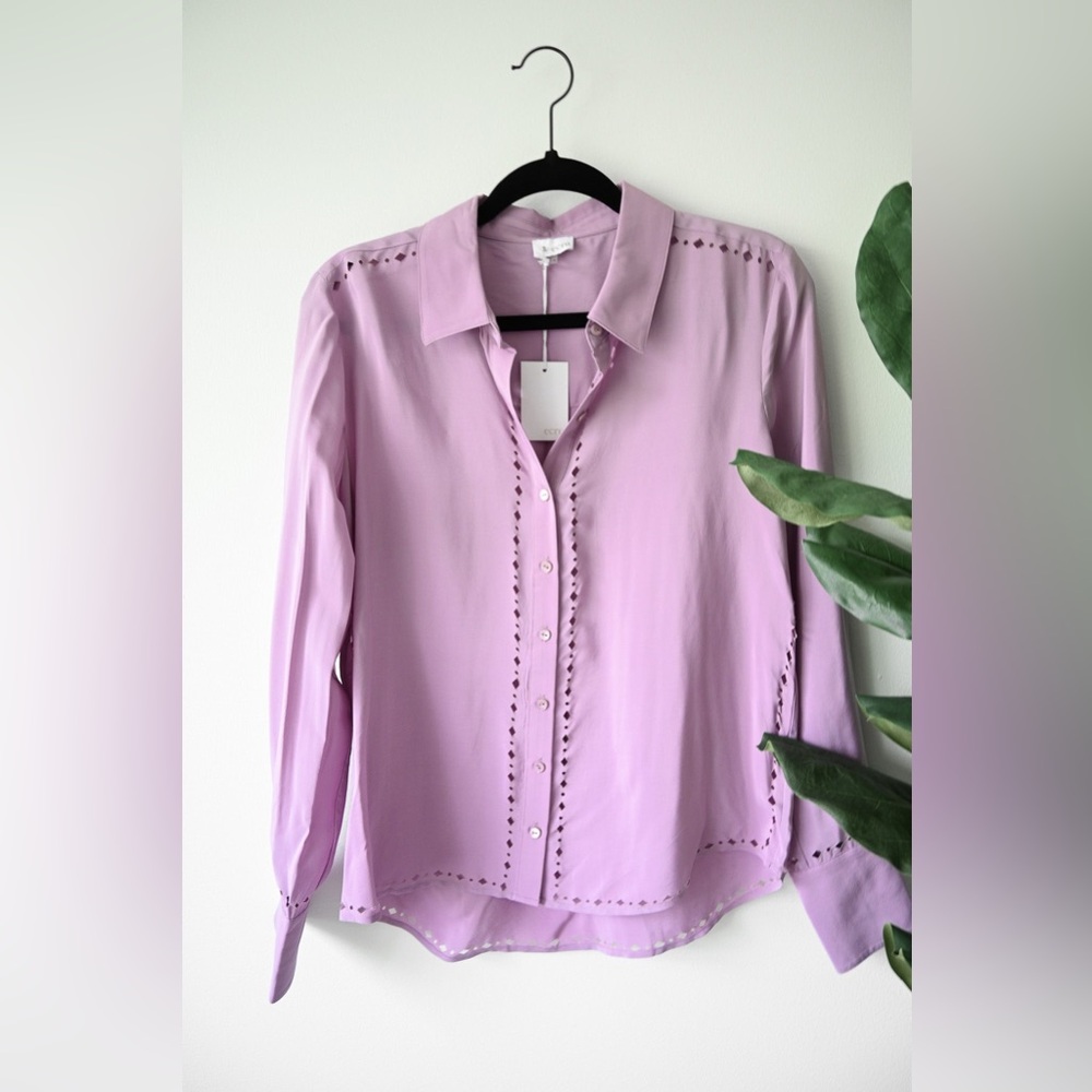 ECRU Button Down Cutout Blouse NWT